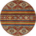 Round Abstract Saffron Red Modern Rug, abs538