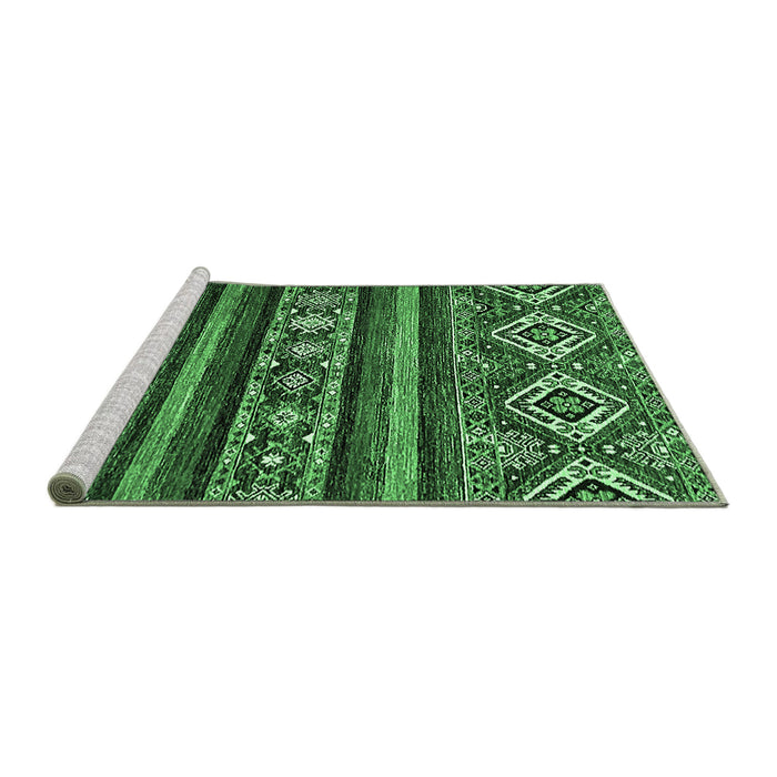 Sideview of Machine Washable Abstract Emerald Green Modern Area Rugs, wshabs538emgrn