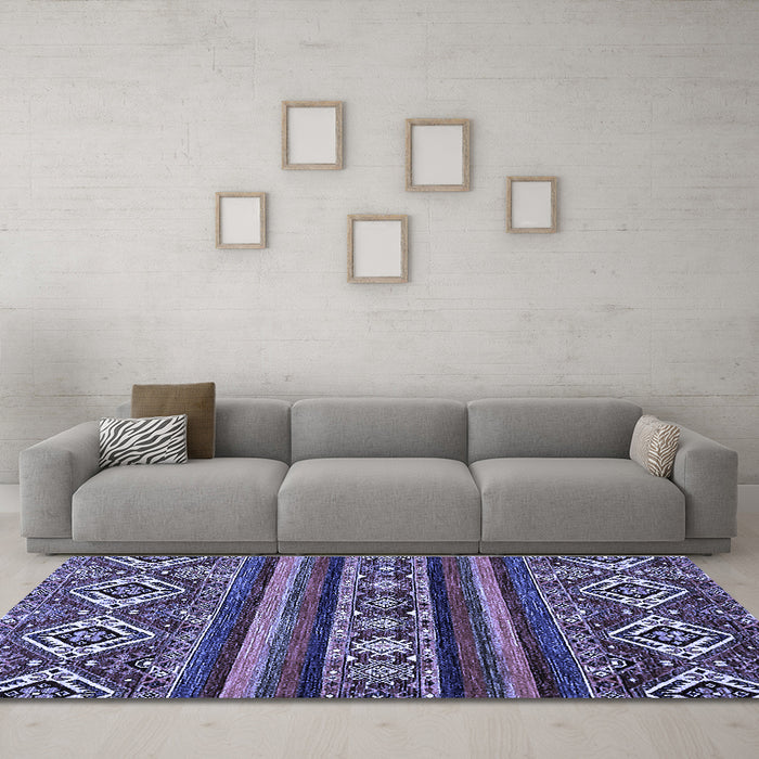Machine Washable Abstract Blue Modern Rug in a Living Room, wshabs538blu