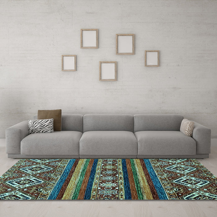 Machine Washable Abstract Light Blue Modern Rug in a Living Room, wshabs538lblu