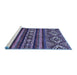 Sideview of Machine Washable Abstract Blue Modern Rug, wshabs538blu