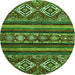 Round Abstract Green Modern Rug, abs538grn