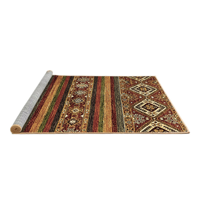 Sideview of Machine Washable Abstract Brown Modern Rug, wshabs538brn