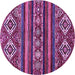 Round Machine Washable Abstract Purple Modern Area Rugs, wshabs538pur