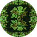 Round Machine Washable Medallion Green French Area Rugs, wshabs5390grn