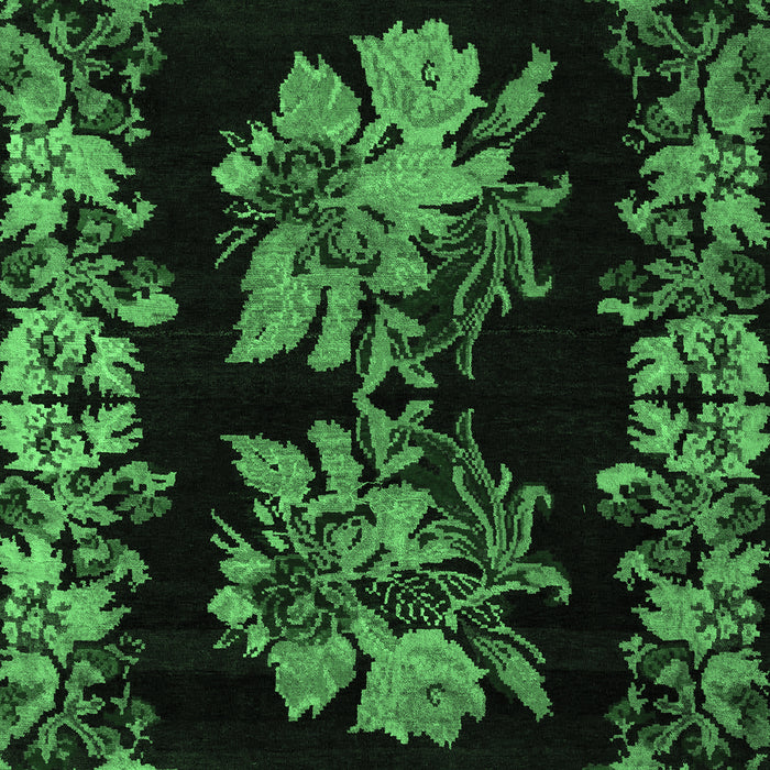 Machine Washable Medallion Emerald Green French Area Rugs, wshabs5390emgrn