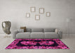 Machine Washable Medallion Pink French Rug in a Living Room, wshabs5390pnk