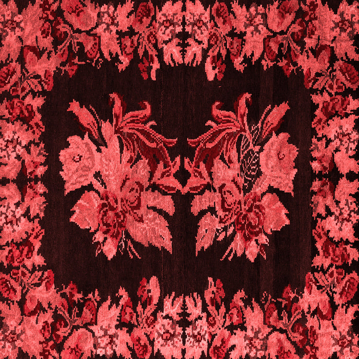 Machine Washable Medallion Red French Rug, wshabs5390red