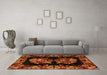 Machine Washable Medallion Orange French Area Rugs in a Living Room, wshabs5390org
