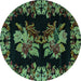 Round Medallion Turquoise French Rug, abs5390turq