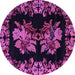 Round Machine Washable Medallion Purple French Area Rugs, wshabs5390pur