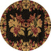 Round Medallion Brown French Rug, abs5390brn