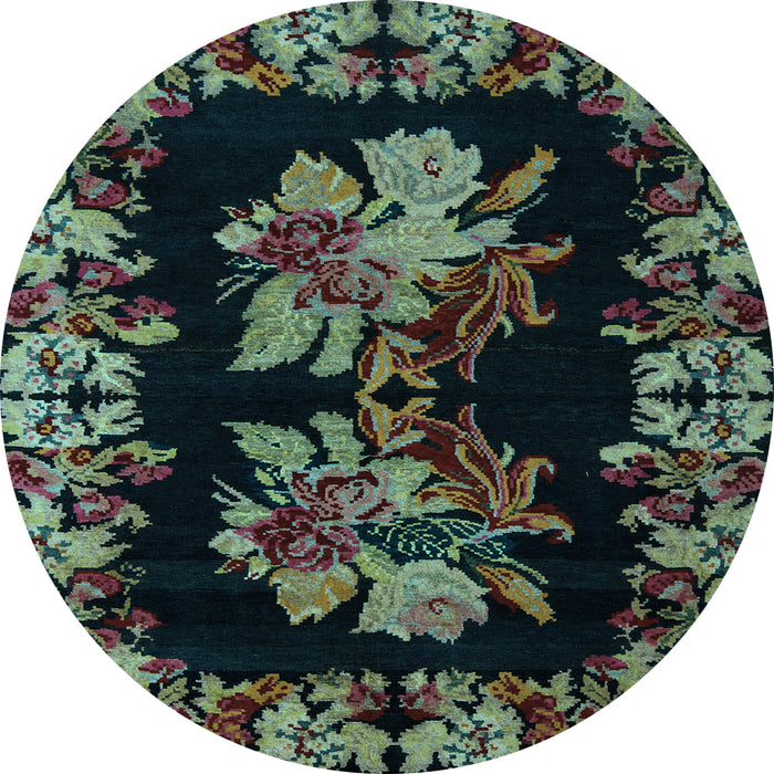 Round Medallion Light Blue French Rug, abs5390lblu