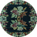 Round Medallion Light Blue French Rug, abs5390lblu