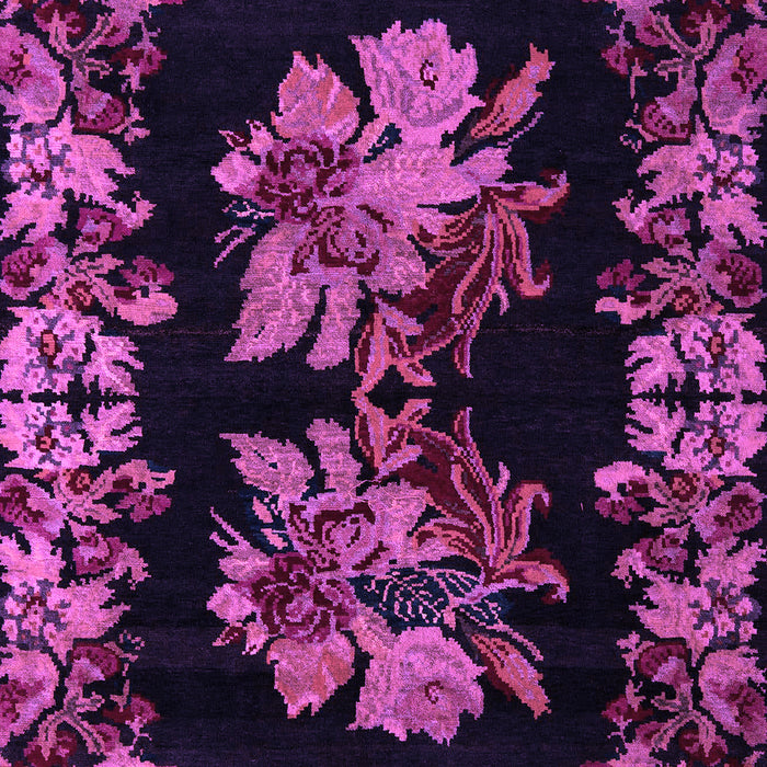 Machine Washable Medallion Purple French Area Rugs, wshabs5390pur
