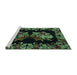 Sideview of Machine Washable Medallion Turquoise French Area Rugs, wshabs5390turq