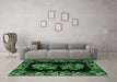 Machine Washable Medallion Emerald Green French Area Rugs in a Living Room,, wshabs5390emgrn