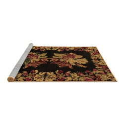 Sideview of Machine Washable Medallion Brown French Rug, wshabs5390brn