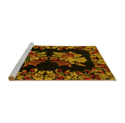 Sideview of Machine Washable Medallion Yellow French Rug, wshabs5390yw