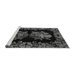 Sideview of Machine Washable Medallion Gray French Rug, wshabs5390gry