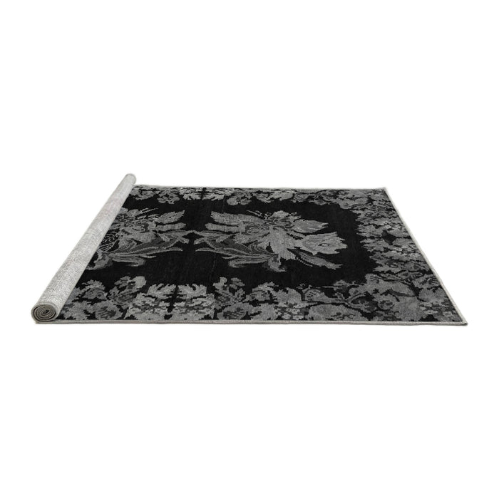 Sideview of Machine Washable Medallion Gray French Rug, wshabs5390gry