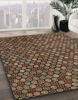 Abstract Red Modern Rug in Family Room, abs5391