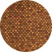 Round Machine Washable Abstract Orange Modern Area Rugs, wshabs5391org