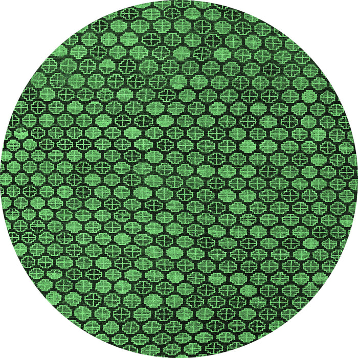 Round Abstract Emerald Green Modern Rug, abs5391emgrn