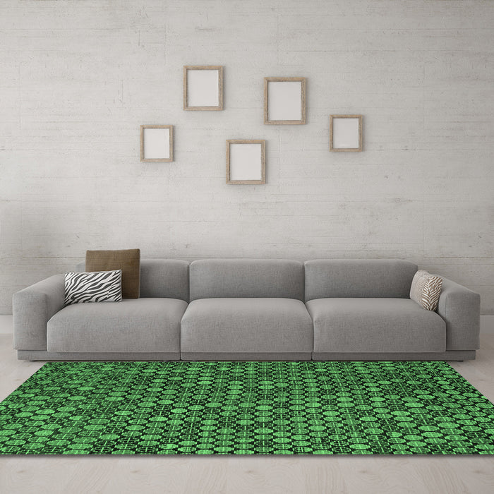 Machine Washable Abstract Emerald Green Modern Area Rugs in a Living Room,, wshabs5391emgrn