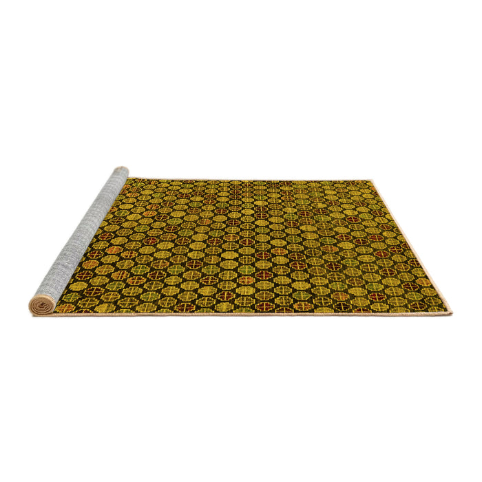Sideview of Machine Washable Abstract Yellow Modern Rug, wshabs5391yw