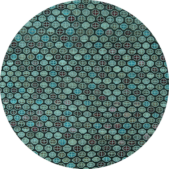 Round Abstract Light Blue Modern Rug, abs5391lblu