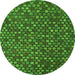 Round Abstract Green Modern Rug, abs5391grn