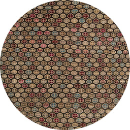 Round Machine Washable Abstract Night Red Rug, wshabs5391