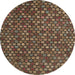 Round Machine Washable Abstract Night Red Rug, wshabs5391