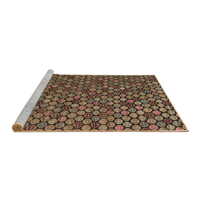 Sideview of Machine Washable Abstract Bakers Brown Rug, wshabs5392