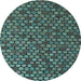 Round Machine Washable Abstract Light Blue Modern Rug, wshabs5392lblu