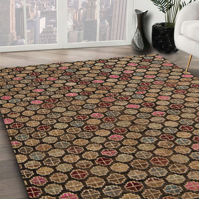 Machine Washable Abstract Bakers Brown Rug in a Family Room, wshabs5392
