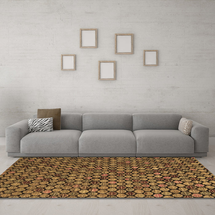 Machine Washable Abstract Brown Modern Rug in a Living Room,, wshabs5392brn