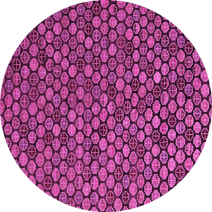 Round Machine Washable Abstract Pink Modern Rug, wshabs5392pnk