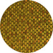 Round Abstract Yellow Modern Rug, abs5392yw