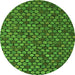 Round Machine Washable Abstract Green Modern Area Rugs, wshabs5392grn