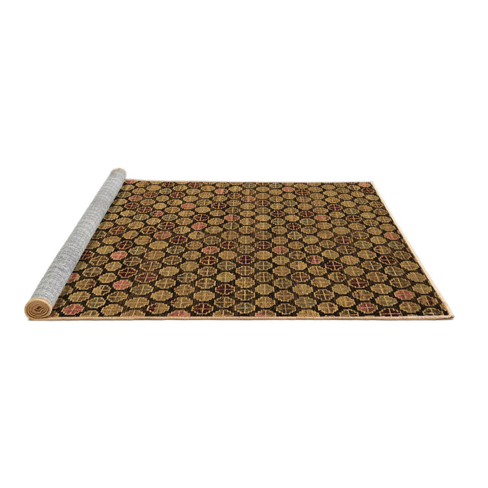 Sideview of Machine Washable Abstract Brown Modern Rug, wshabs5392brn