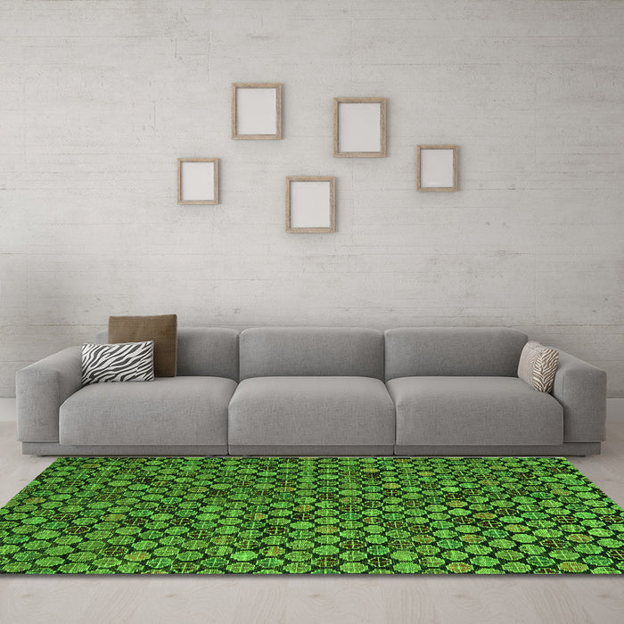 Machine Washable Abstract Green Modern Area Rugs in a Living Room,, wshabs5392grn