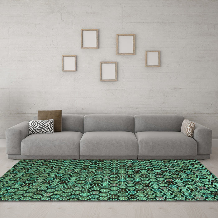 Machine Washable Abstract Turquoise Modern Area Rugs in a Living Room,, wshabs5392turq