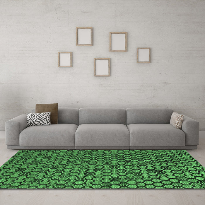Machine Washable Abstract Emerald Green Modern Area Rugs in a Living Room,, wshabs5392emgrn