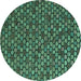 Round Abstract Turquoise Modern Rug, abs5392turq