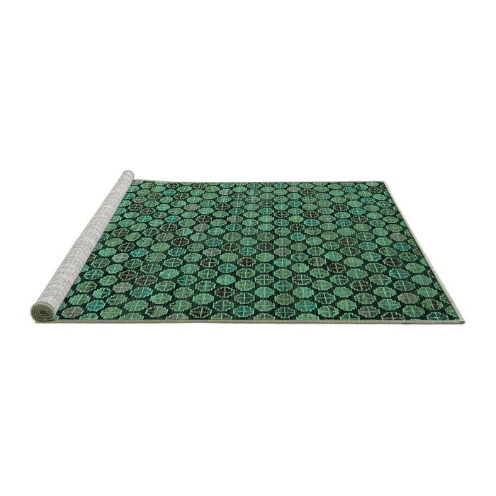 Sideview of Machine Washable Abstract Turquoise Modern Area Rugs, wshabs5392turq