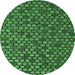 Round Abstract Emerald Green Modern Rug, abs5392emgrn