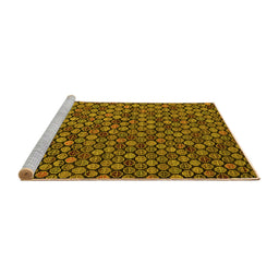 Sideview of Machine Washable Abstract Yellow Modern Rug, wshabs5392yw