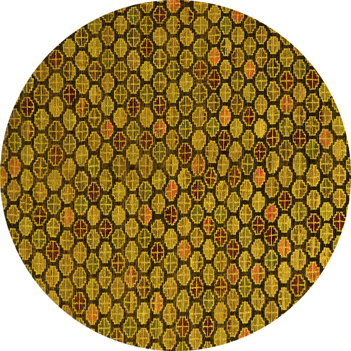 Round Machine Washable Abstract Yellow Modern Rug, wshabs5392yw